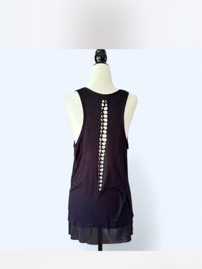 Sam Edelman Black Backless Tank Top Sheer Cutout Detail XL
